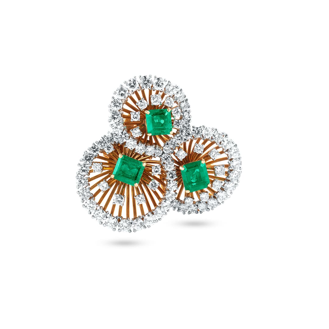 Diamond and Emerald Cluster Pin
