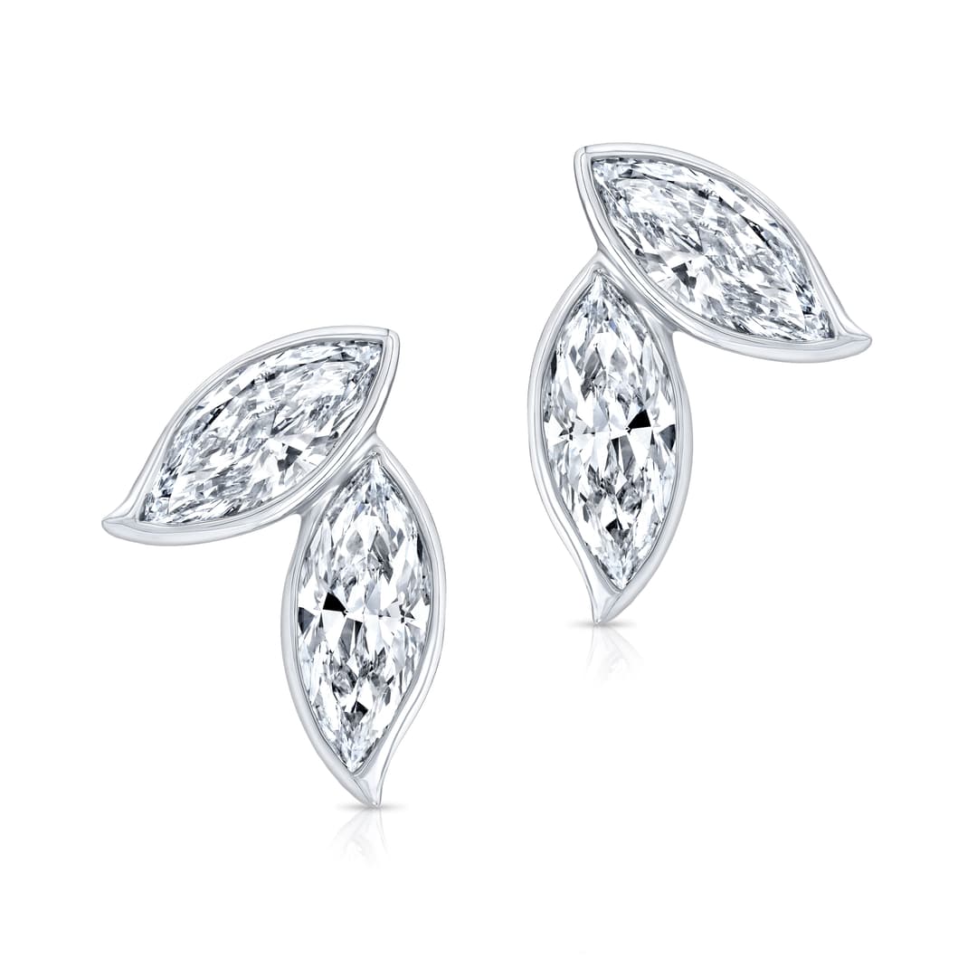 18K White Gold Marquise Diamond Earrings