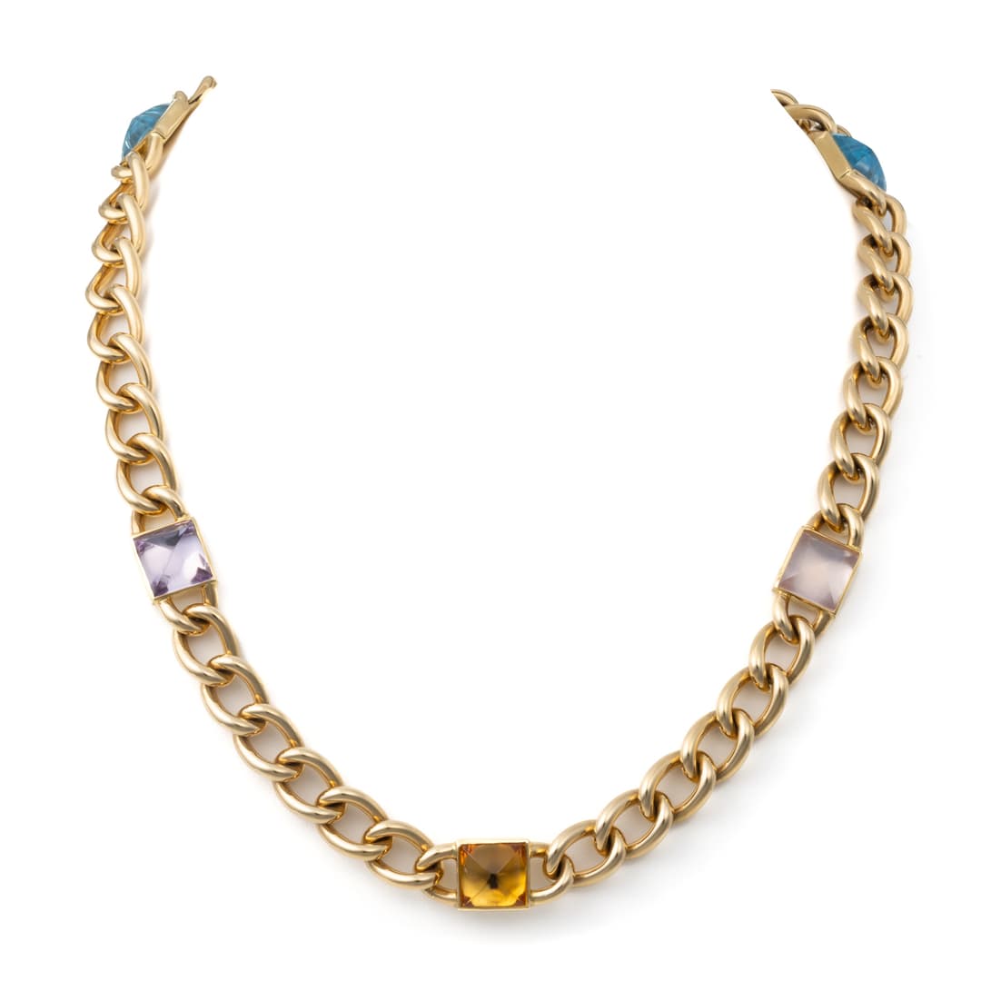 18K Yellow Gold Rose Quartz Necklace