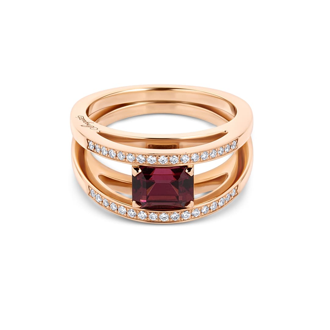 18K Rose Gold Diamond and Garnet Ring