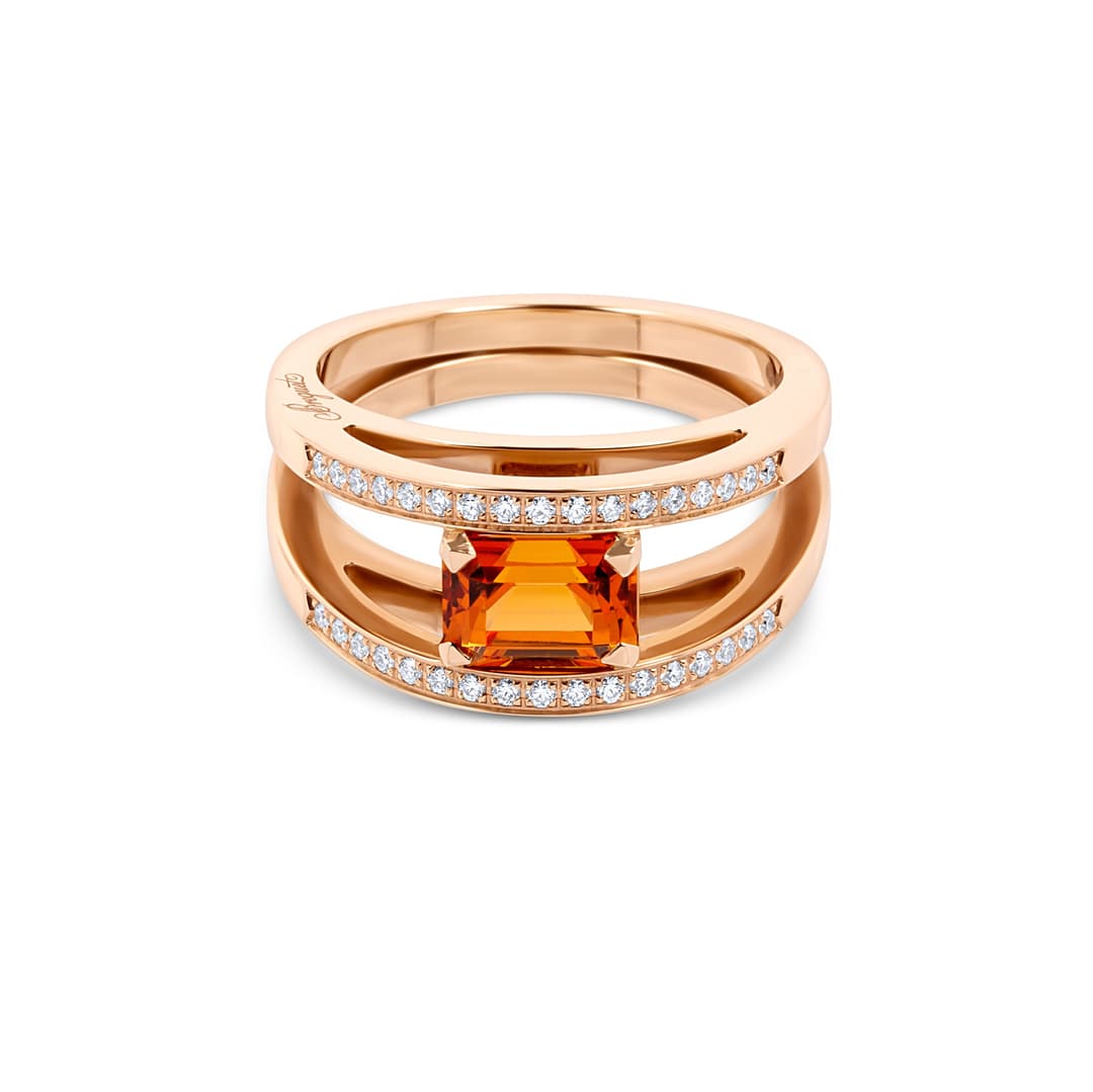 18K Rose Gold Diamond Citrine Ring