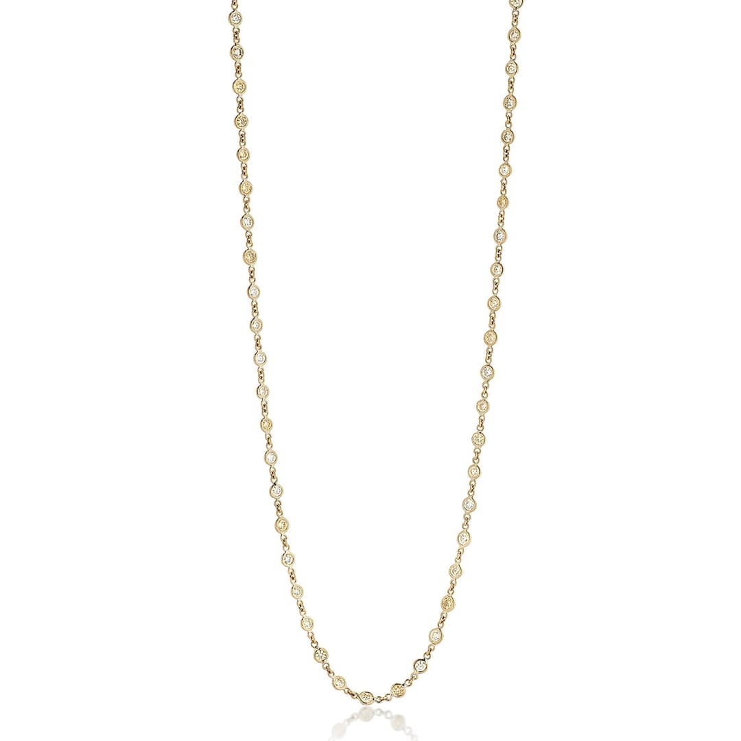 18K Yellow Gold Diamond By Yard Necklace