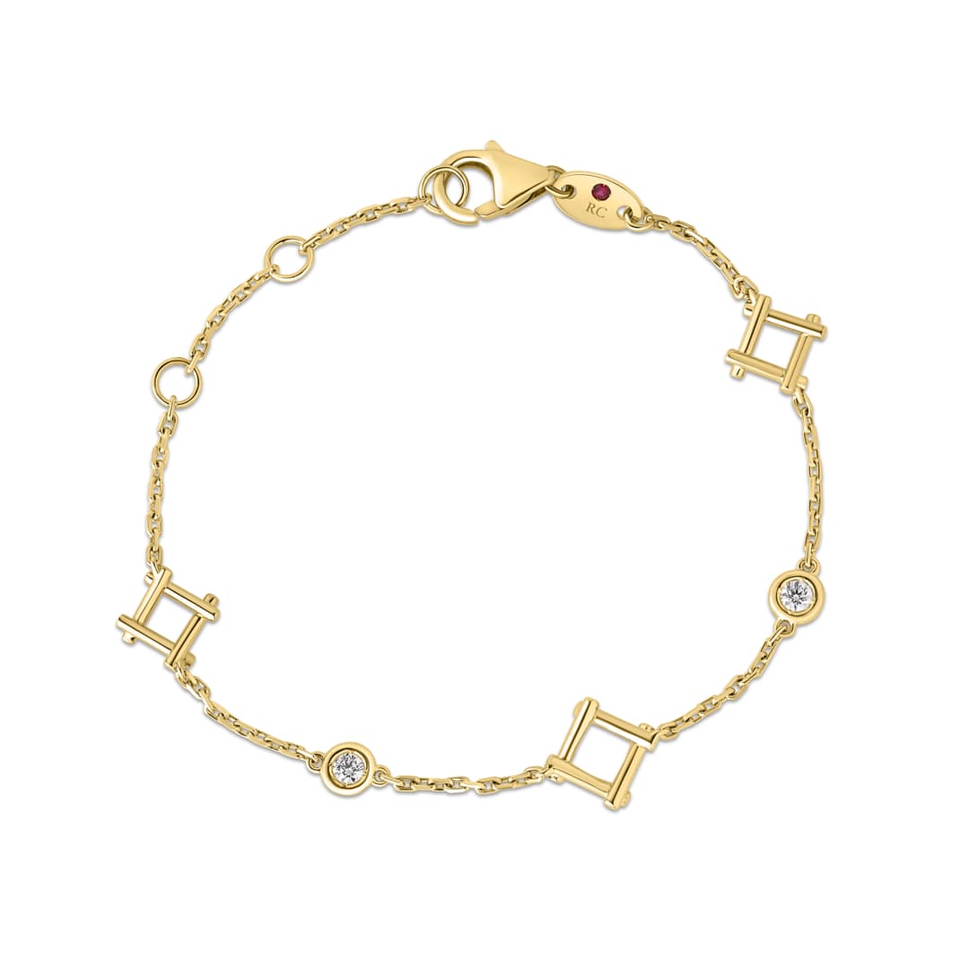 18K Yellow Gold Diamond Domino Bracelet