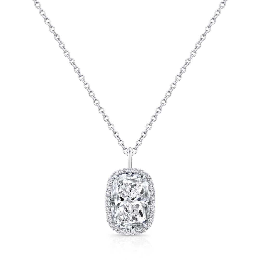 18K White Gold Halo Pendant