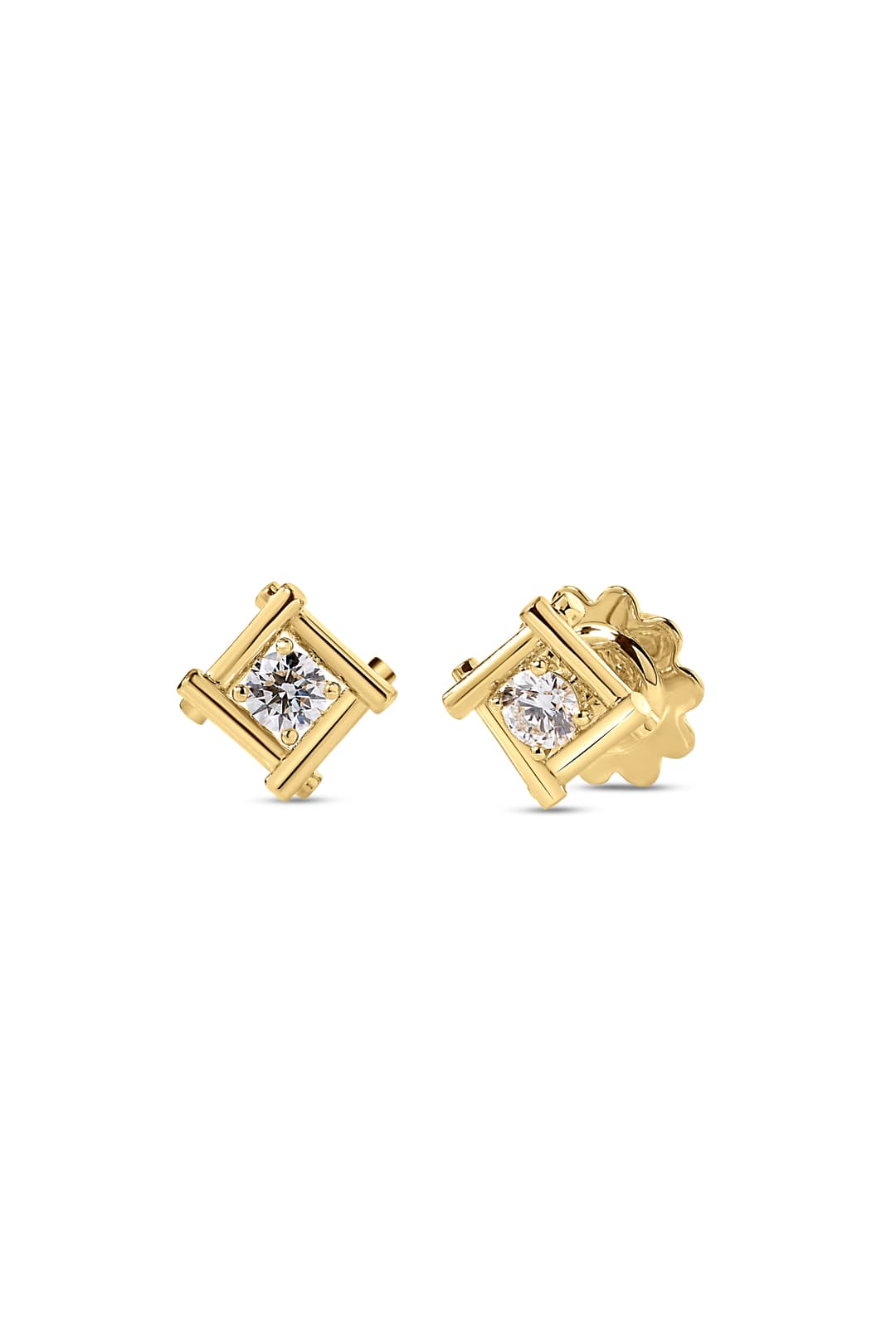 18K Yellow Gold Diamond Domino Earrings