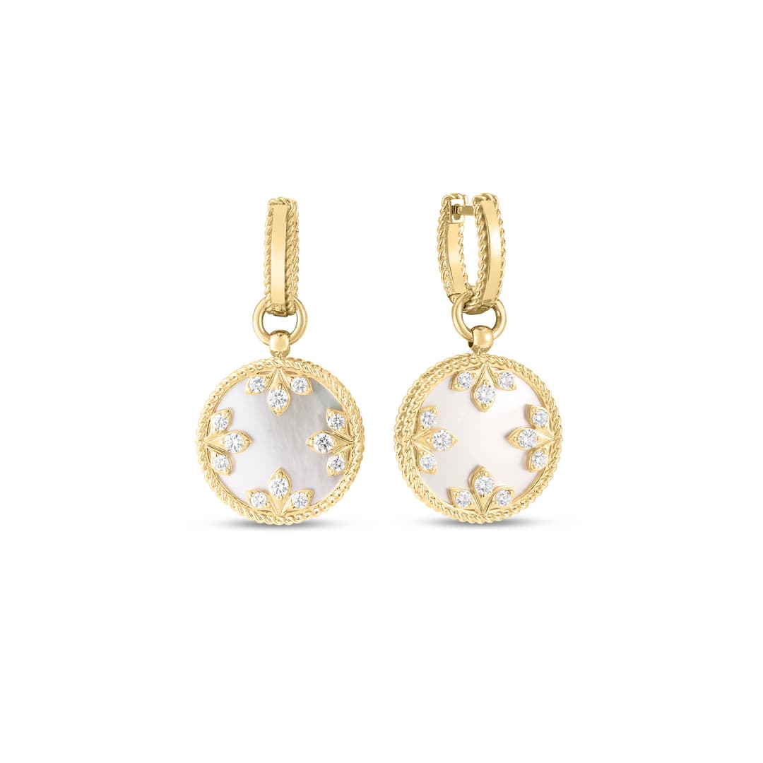 18K Yellow Gold Diamond Medal Earrings