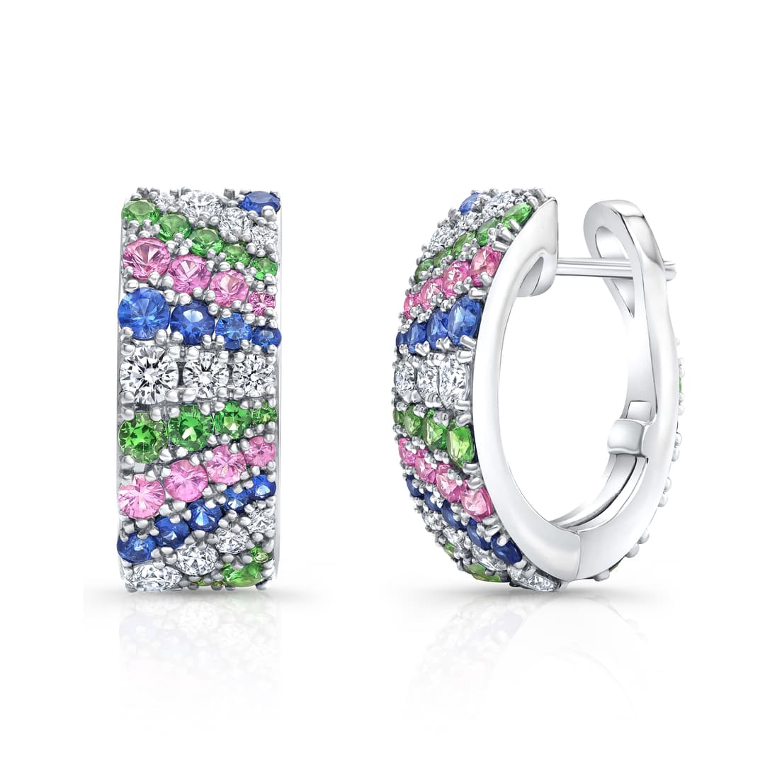 Platinum Deco Hoop Earrings