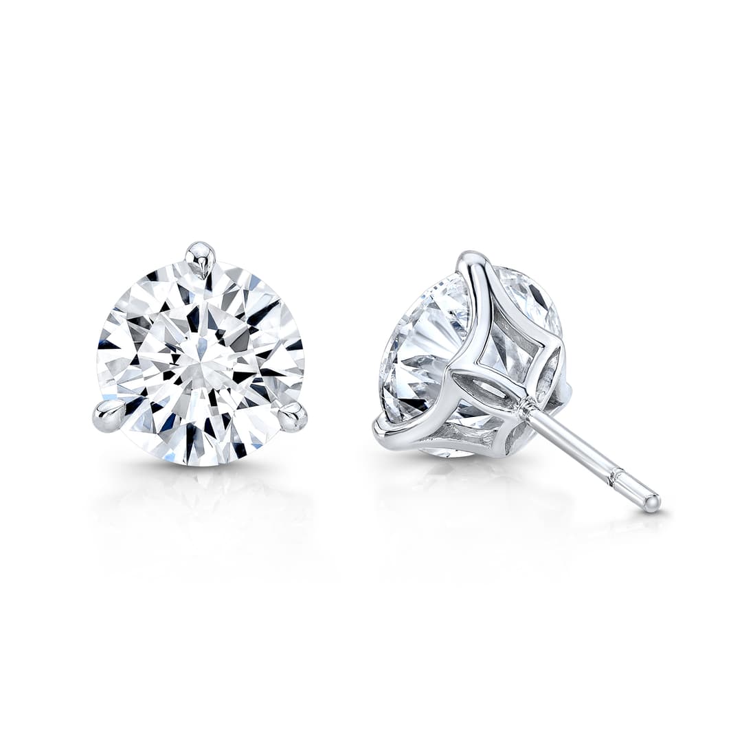 18K White Gold Round Diamond Stud Earrings