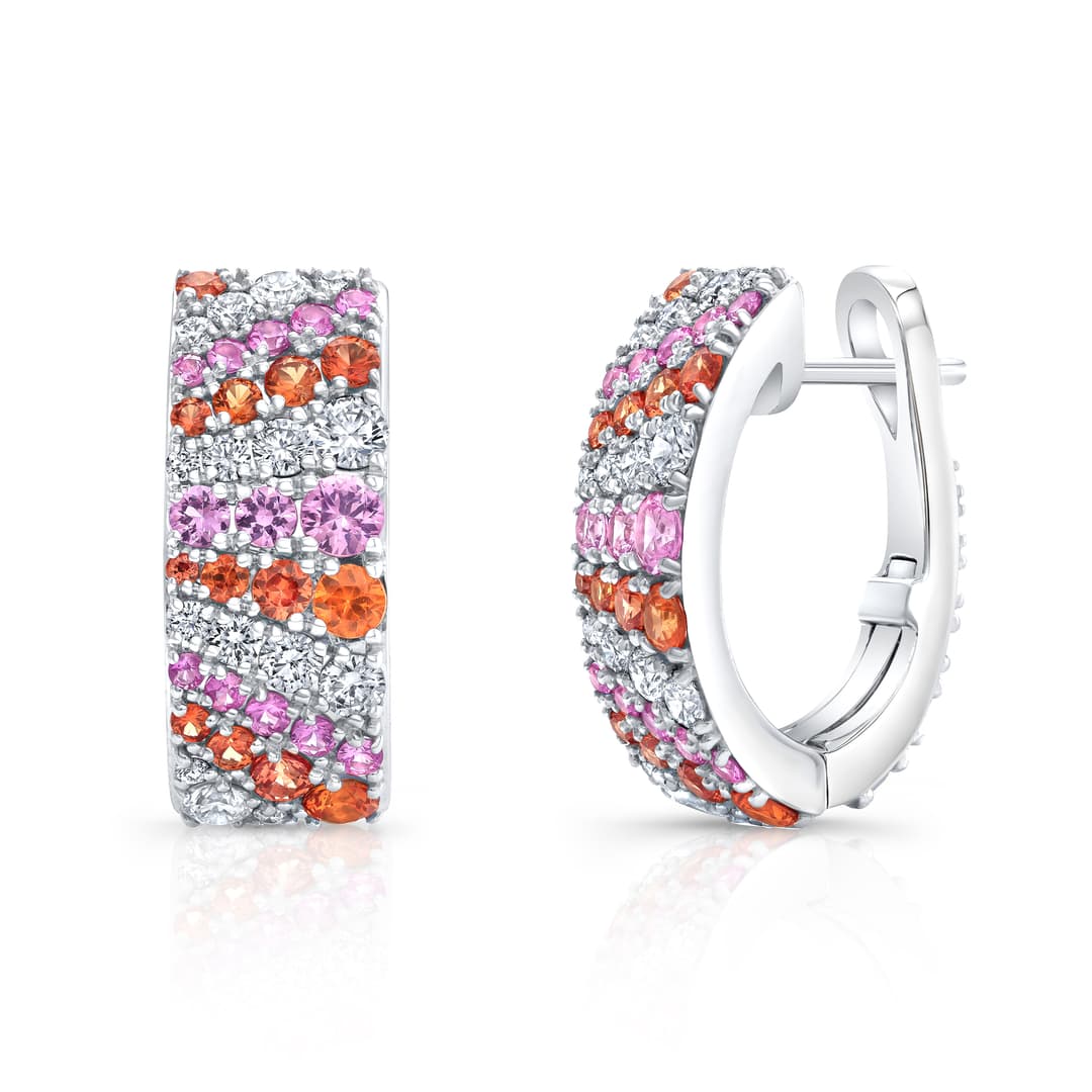 Platinum Deco Hoop Earrings