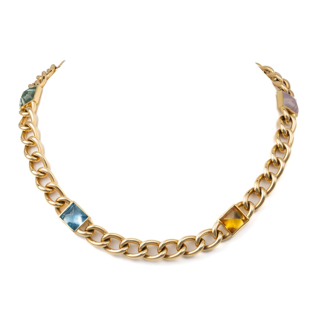18K Yellow Gold Pyramid Necklace