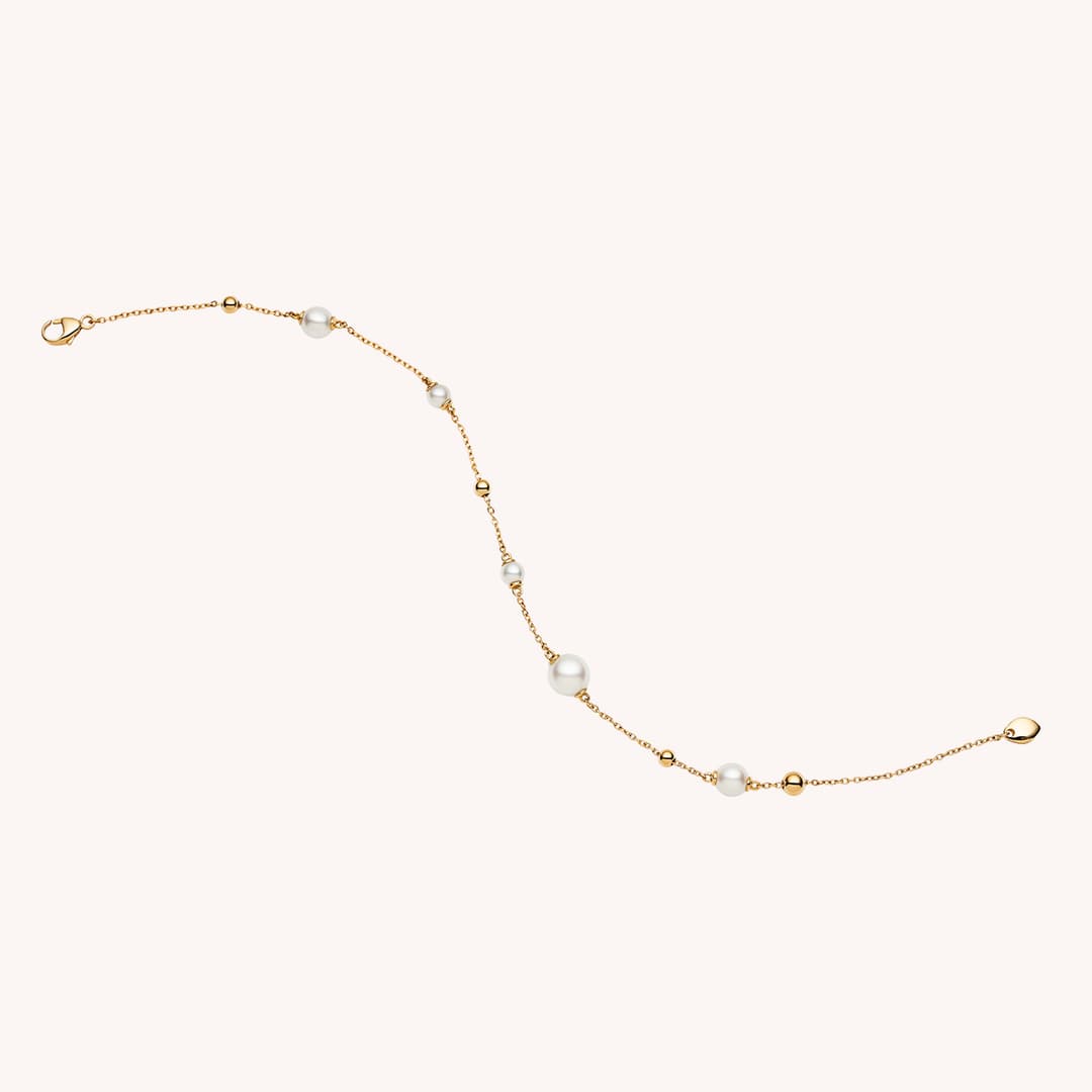 18K Yellow Gold Pearl By Inch Bracelet