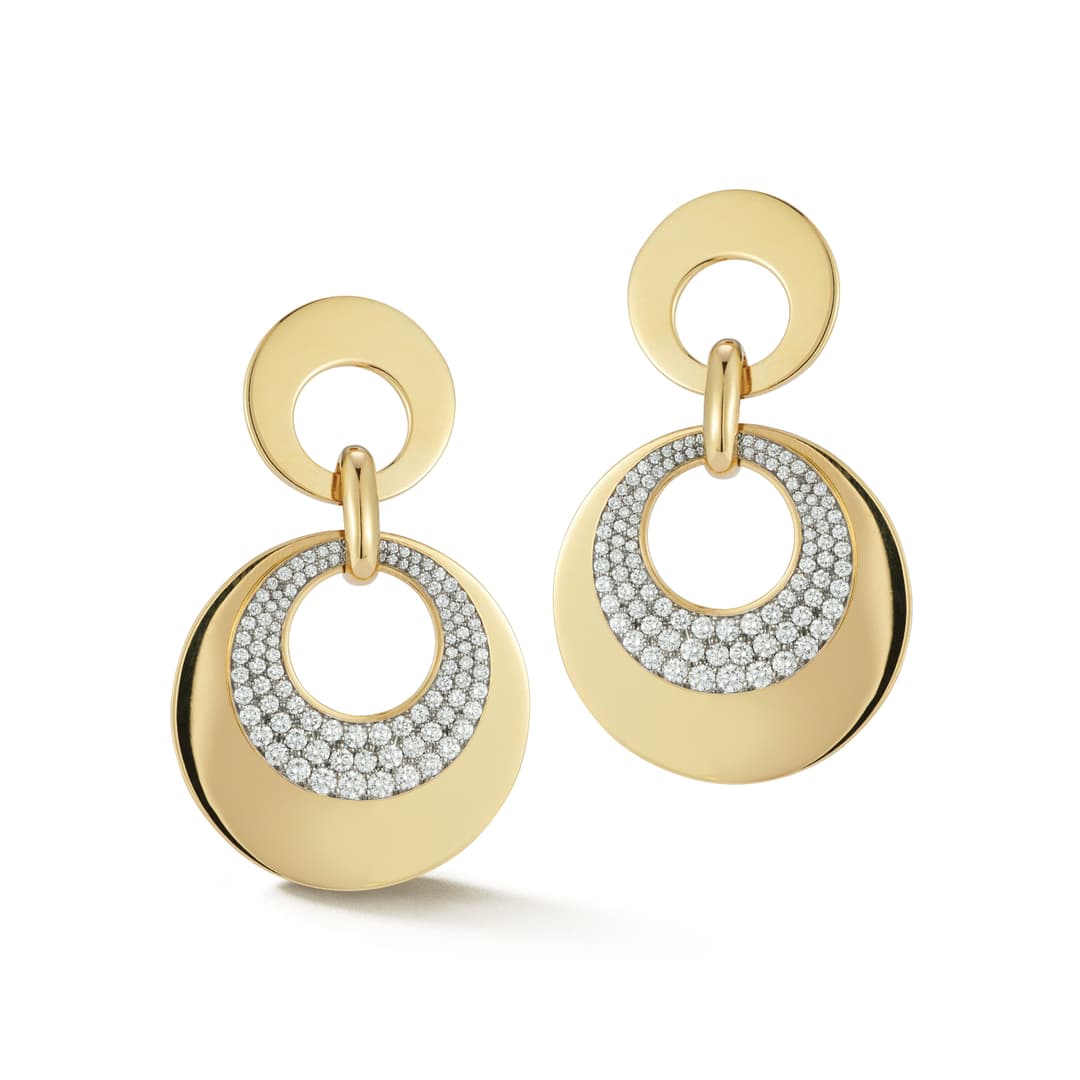 18K Yellow Gold Diamond Circle Earrings