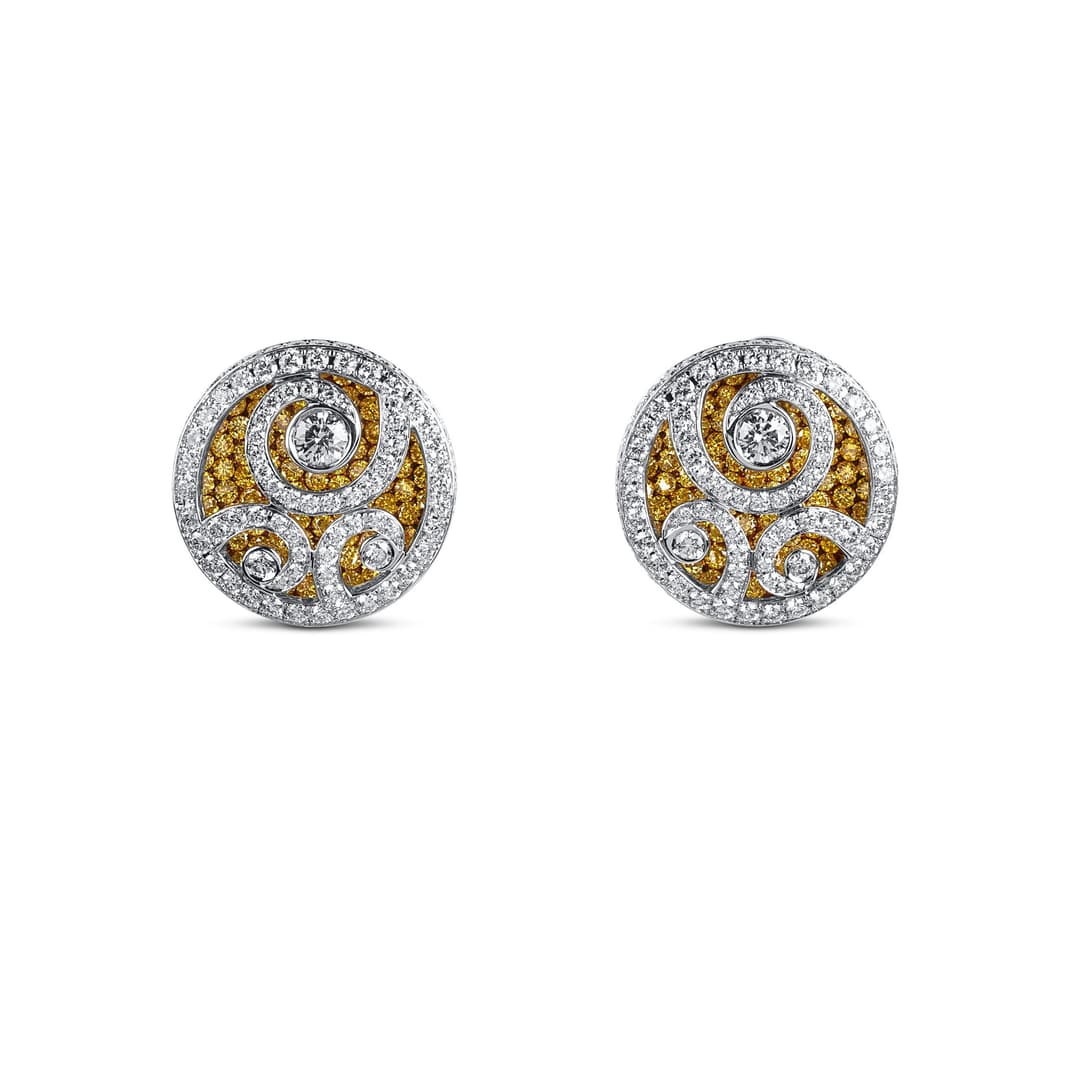 18K White Gold Yellow Diamond Earrings