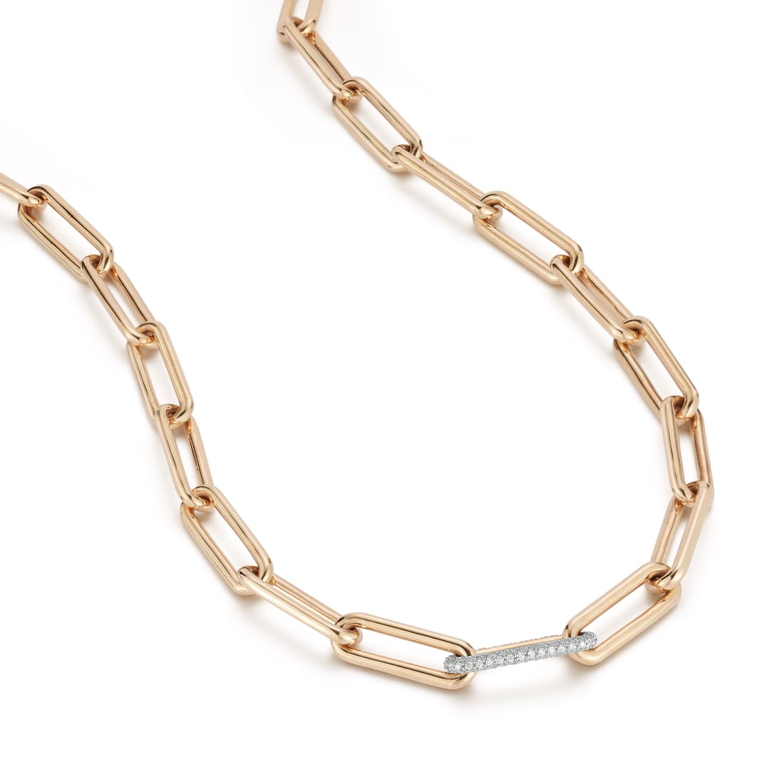 18K Rose Gold Diamond Link Bracelet