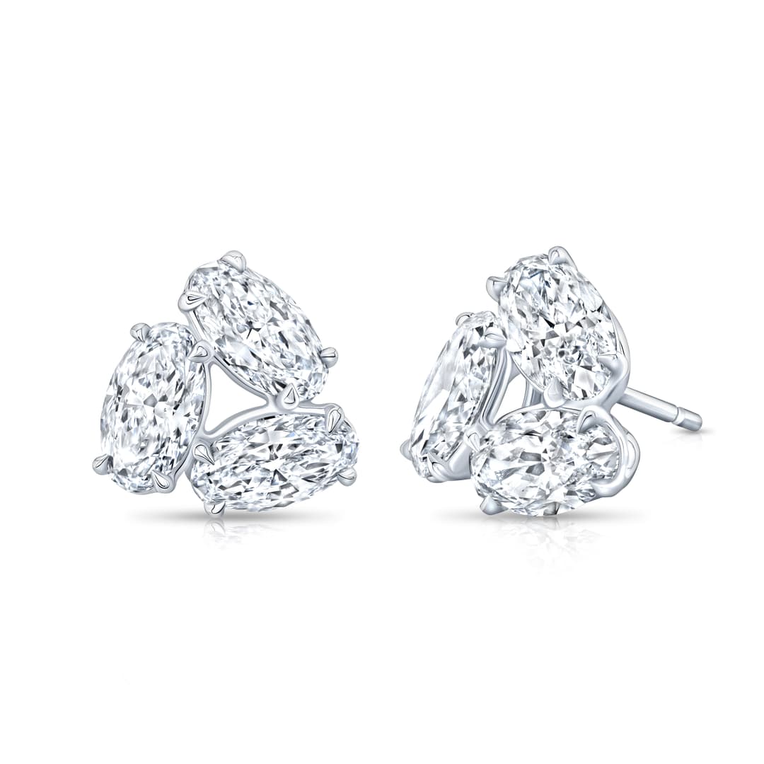 18K White Gold Diamond Triple Threat Earrings