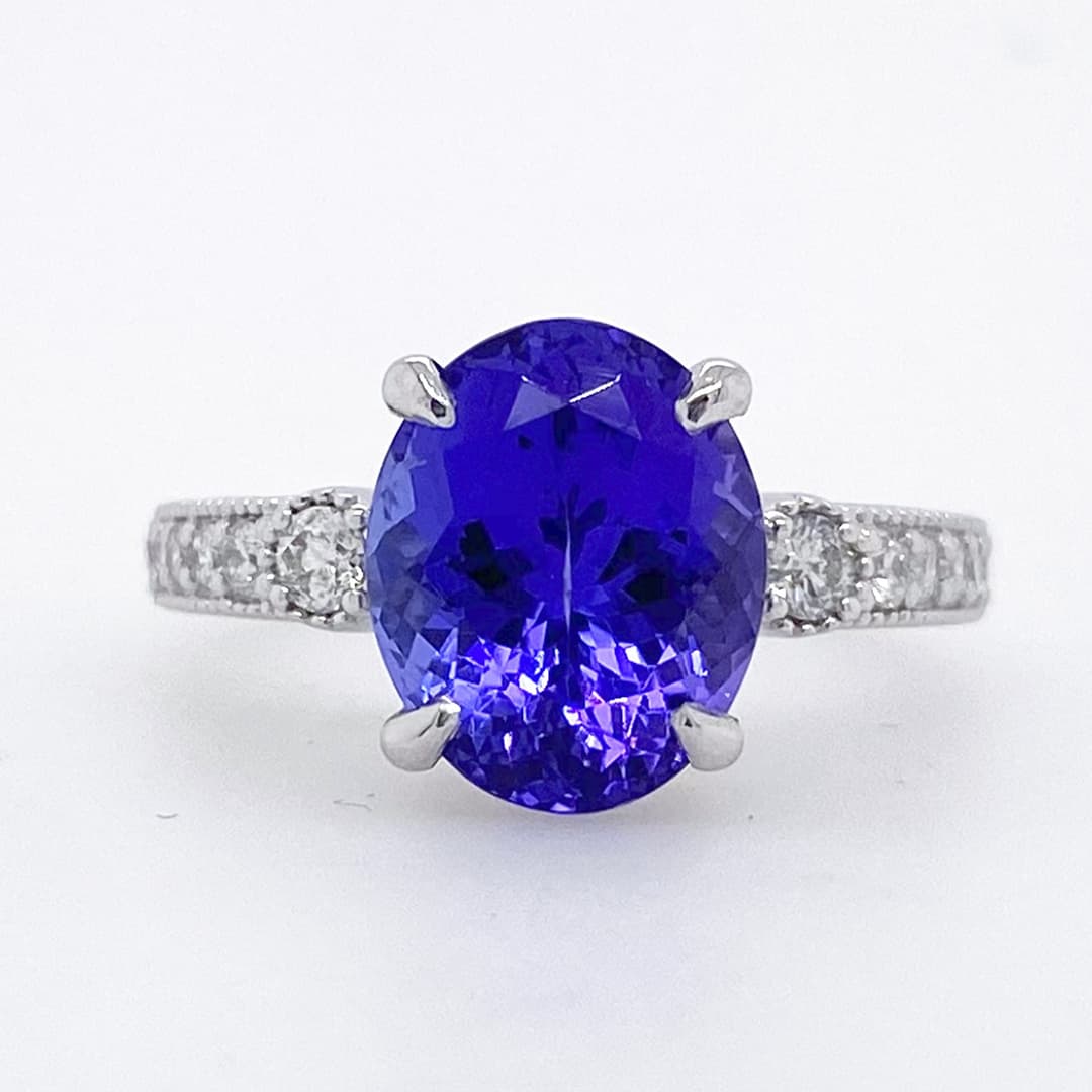 Platinum Diamond and Tanzanite Ring