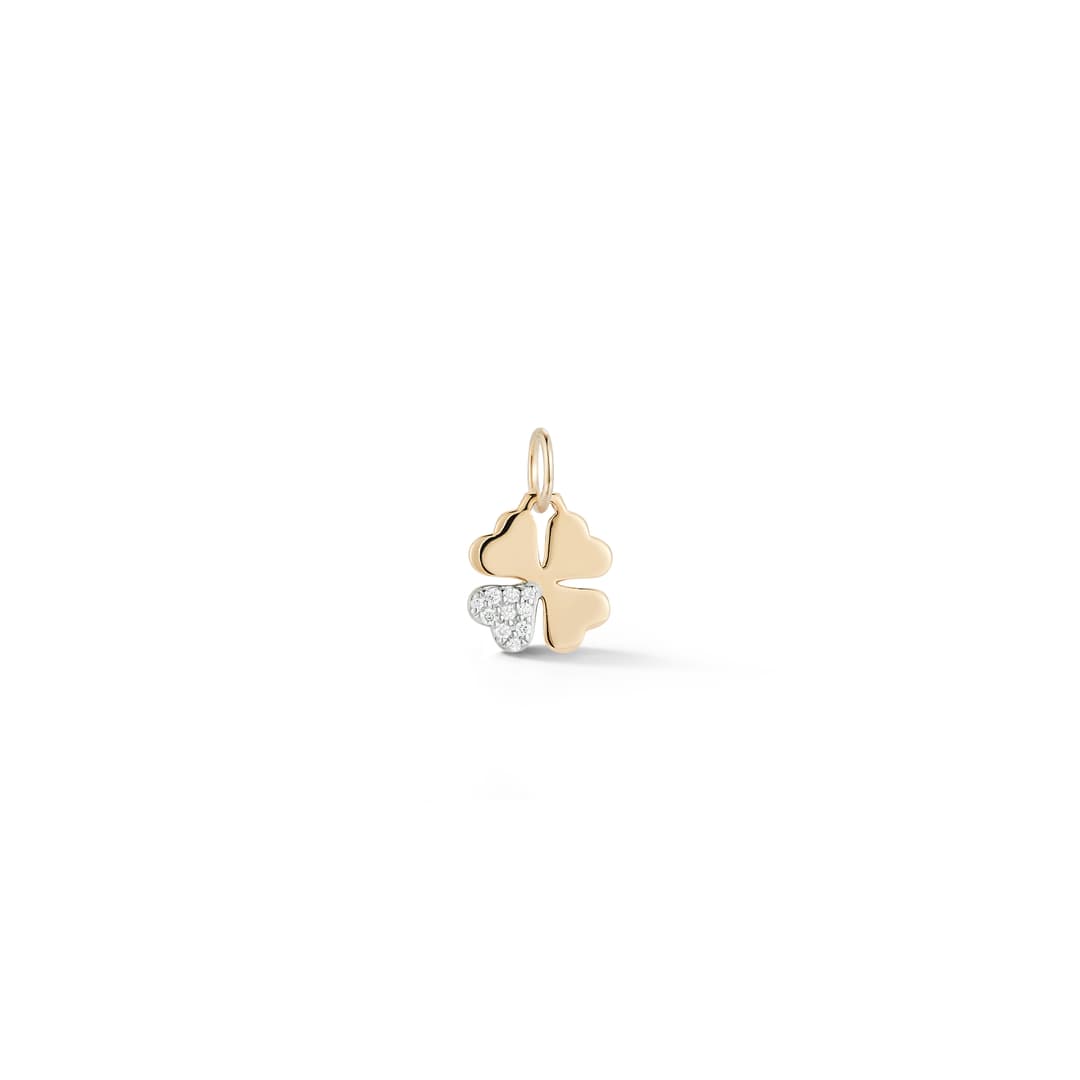 18K Yellow Gold Diamond Clover Pendant