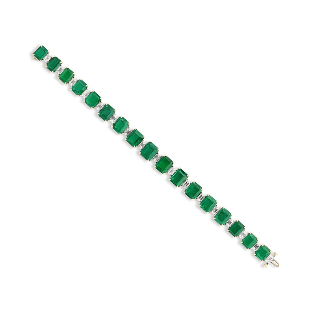 Diamond and Emerald Line Bracelet