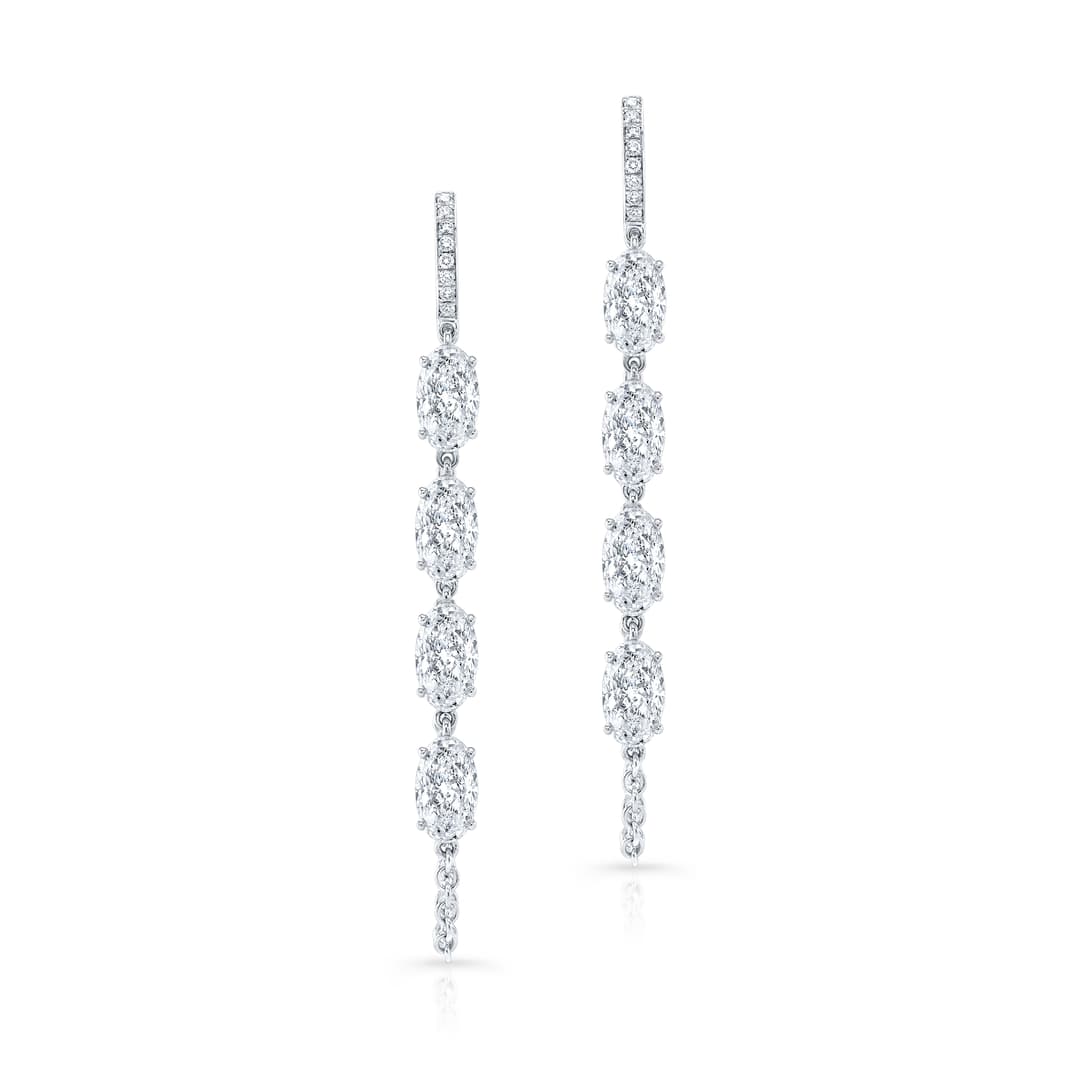 18K White Gold Diamond Chain Earrings