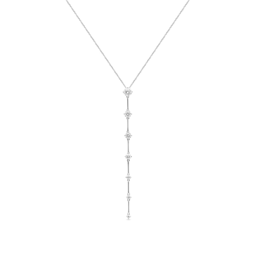 18K White Gold Diamond Bar Pendant