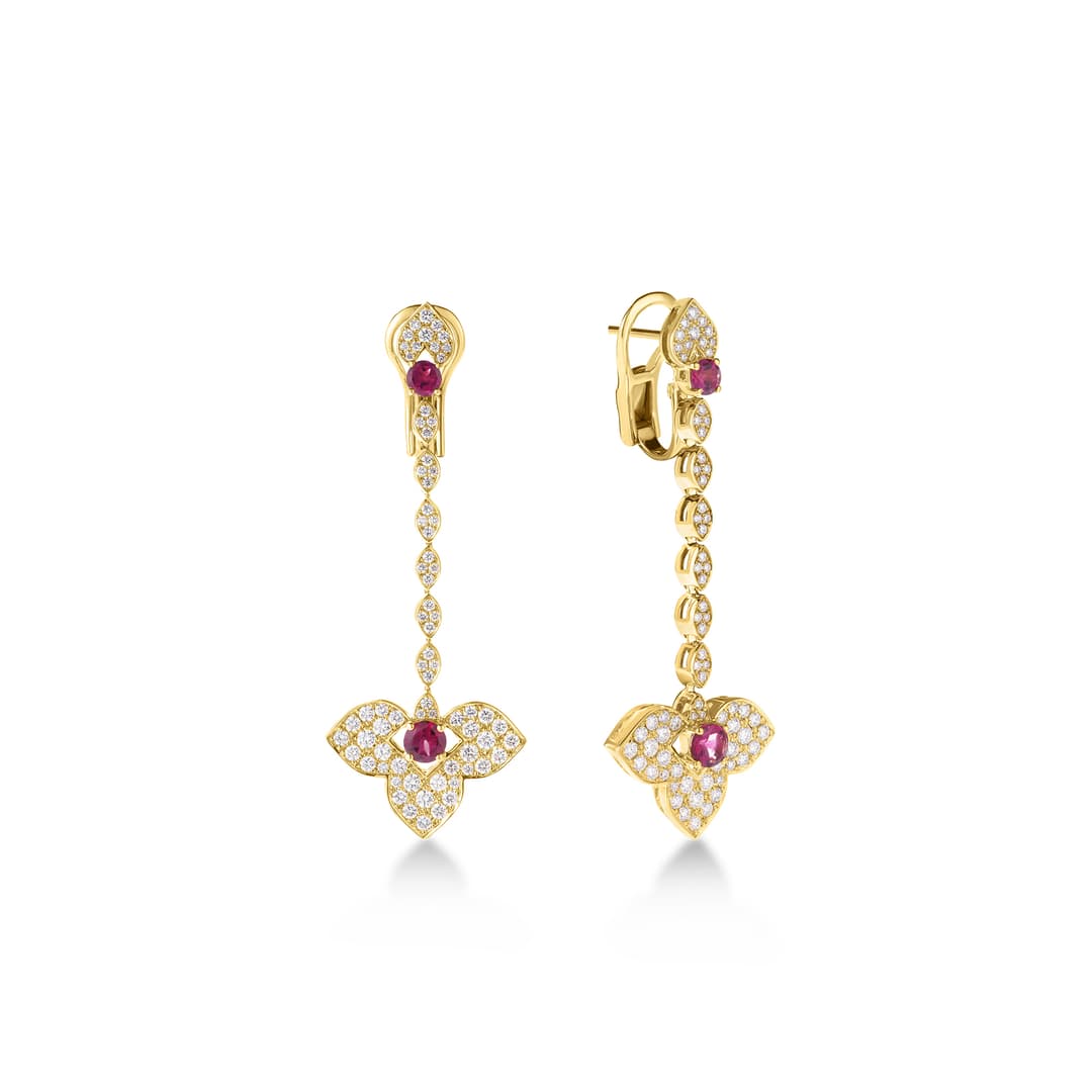 18K Yellow Gold Diamond Drop Earrings