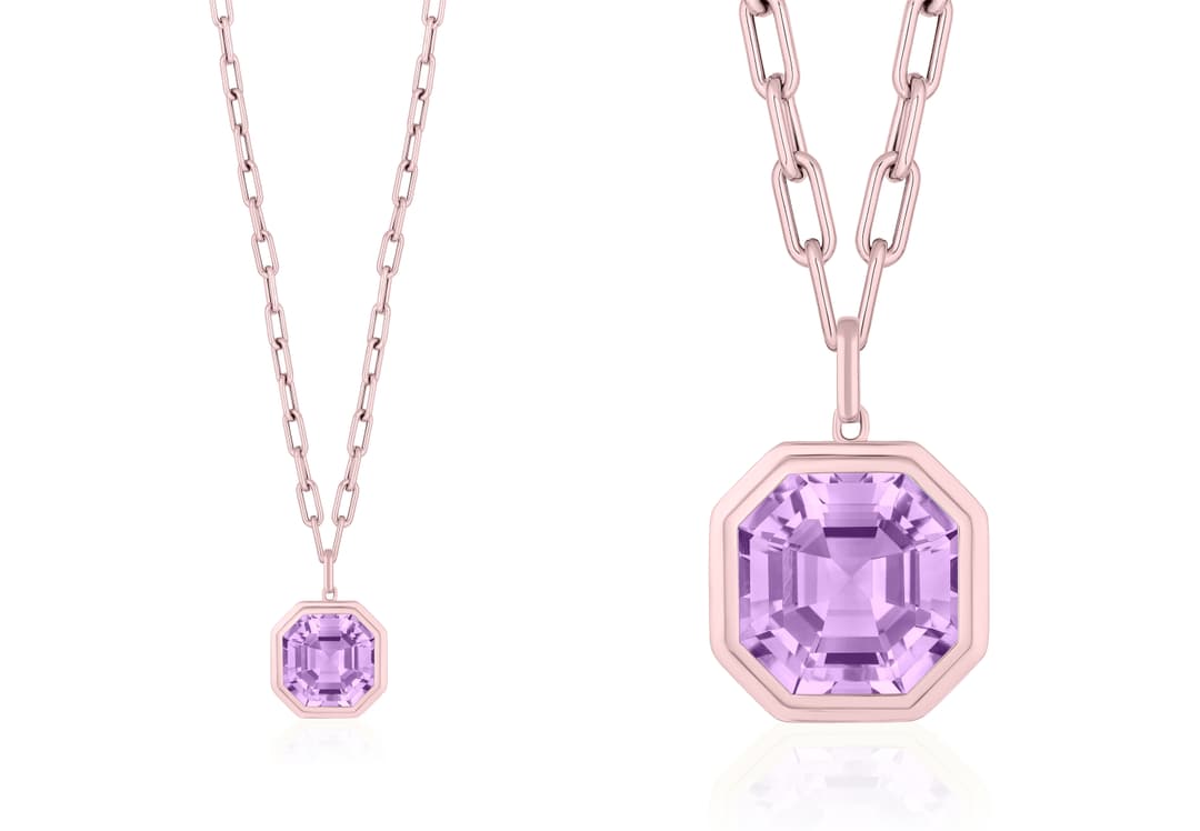 18K Rose Gold Asscher-Cut Amethyst Pendant