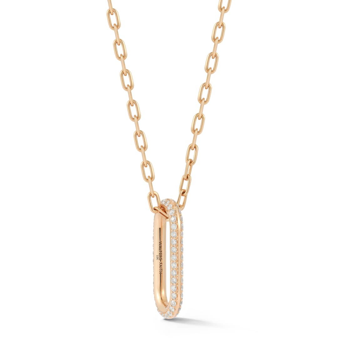 18K Rose Gold Diamond Link Necklace