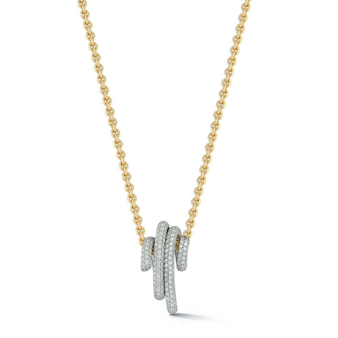 18K White Gold Diamond Spiral Pendant Chain