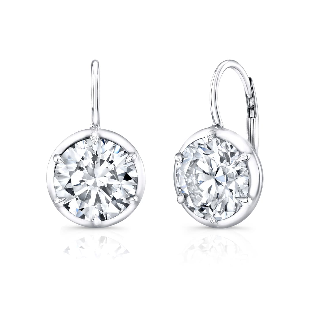 18K White Gold Diamond Bezel Earrings
