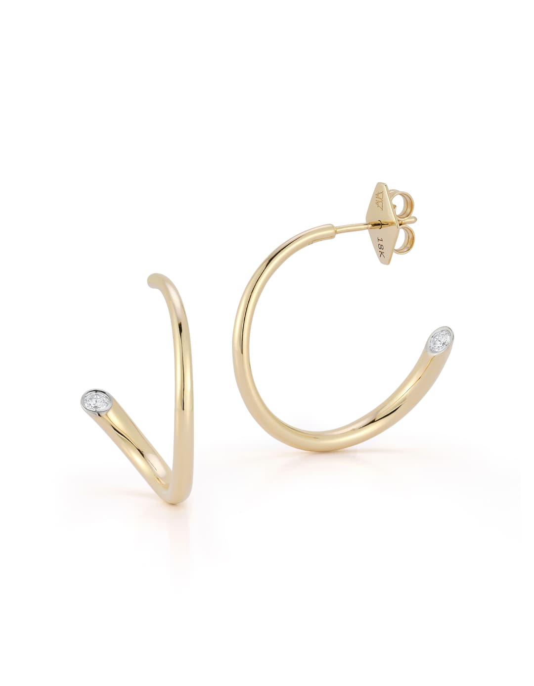 18K Yellow Gold Diamond Swirl Earrings