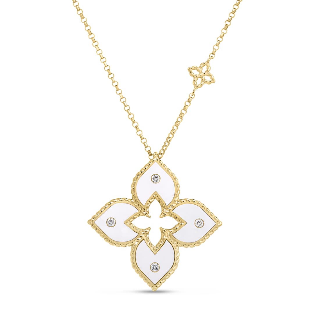 18K Yellow Gold Diamond Princess Necklace