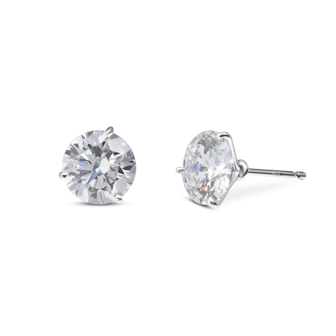 18K White Gold Round Diamond Stud Earrings