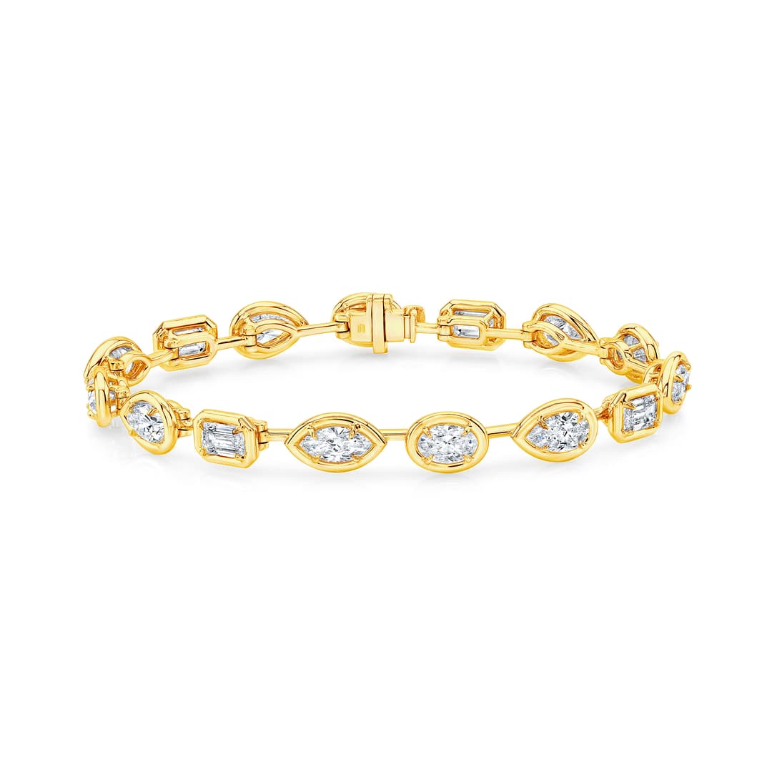 18K White Gold Diamond Bezel Bracelet