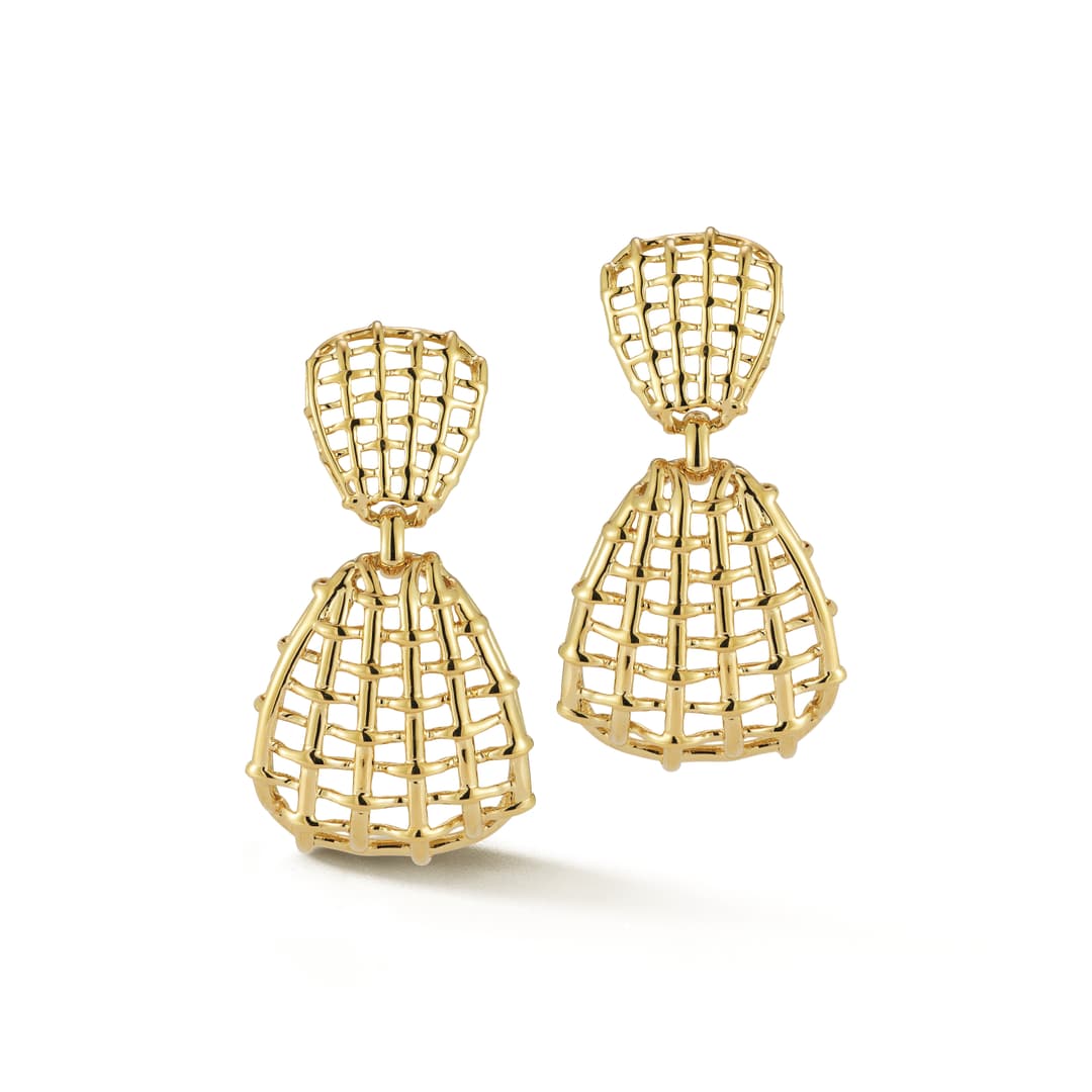 18K Yellow Gold Woven Dangle Earrings