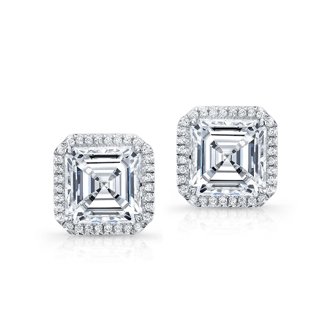 18K White Gold Halo Earrings