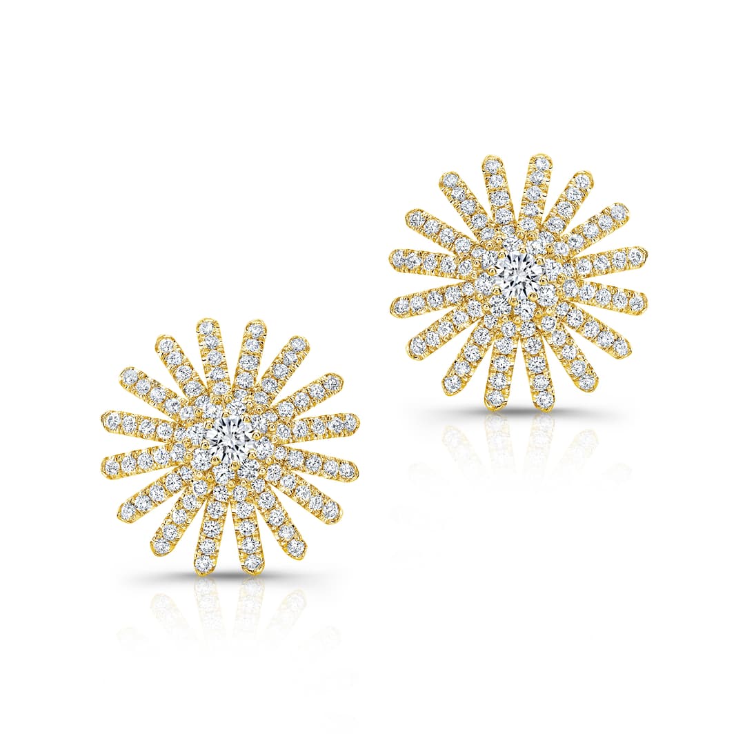 18K Yellow Gold Diamond Aster Stud Earrings