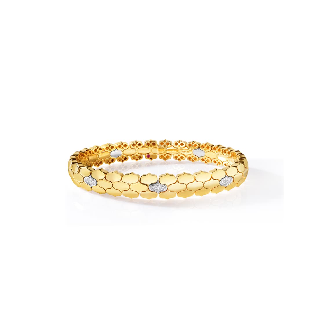 18K Two-Tone Gold Diamond Cobra Bracelet