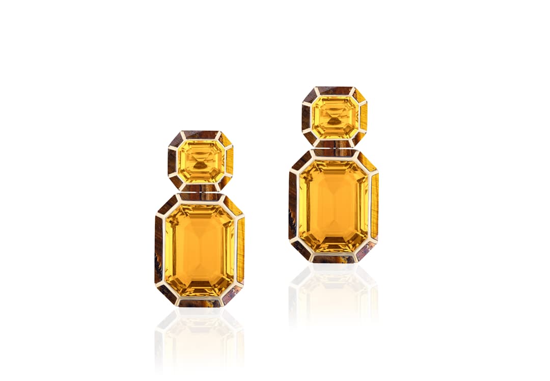 18K Yellow Gold Citrine Dangle Earrings