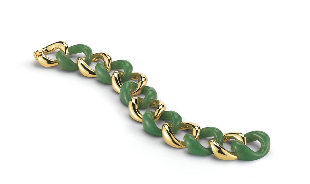 18K Yellow Gold Aventurine Link Bracelet