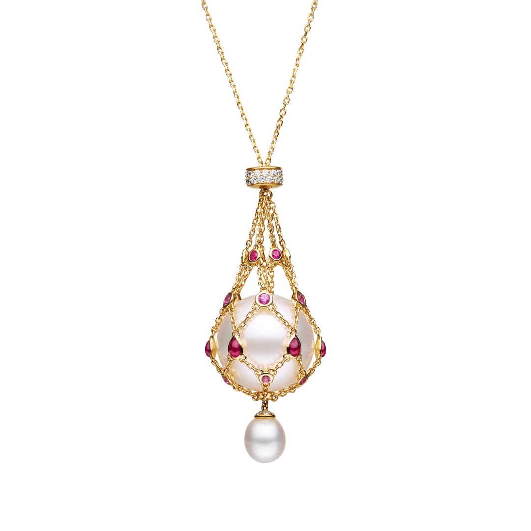 18K Yellow Gold Pearl Lavalier Necklace