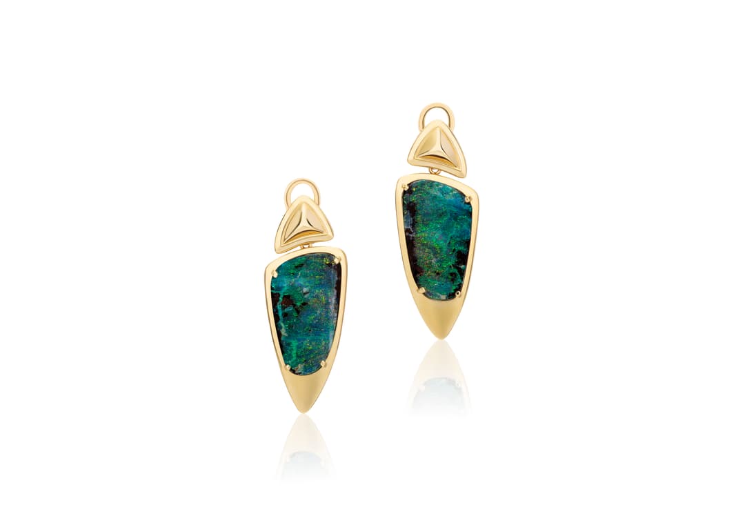 18K Yellow Gold Boulder Opal Earrings