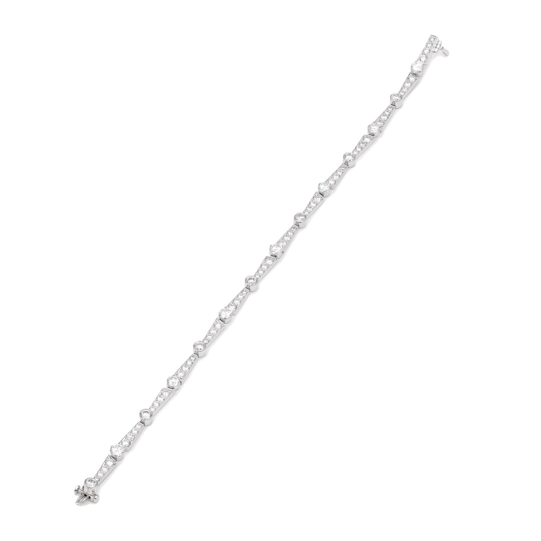 18K White Gold Round Diamond Bracelet