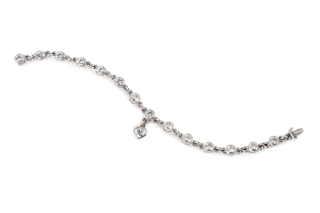 Platinum Diamond Heart Bracelet