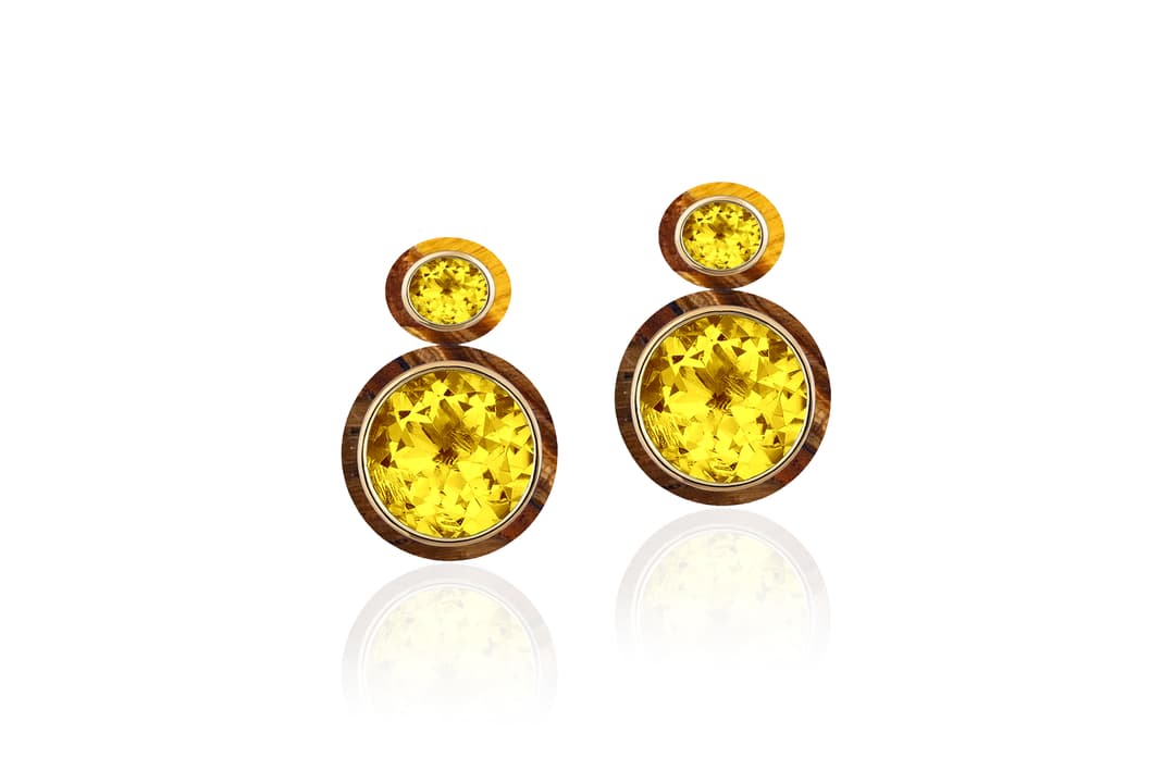18K Yellow Gold Citrine Bezel Earrings