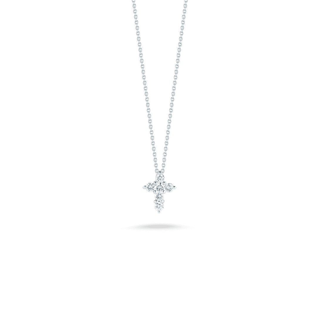 18K White Gold Diamond Cross Pendant