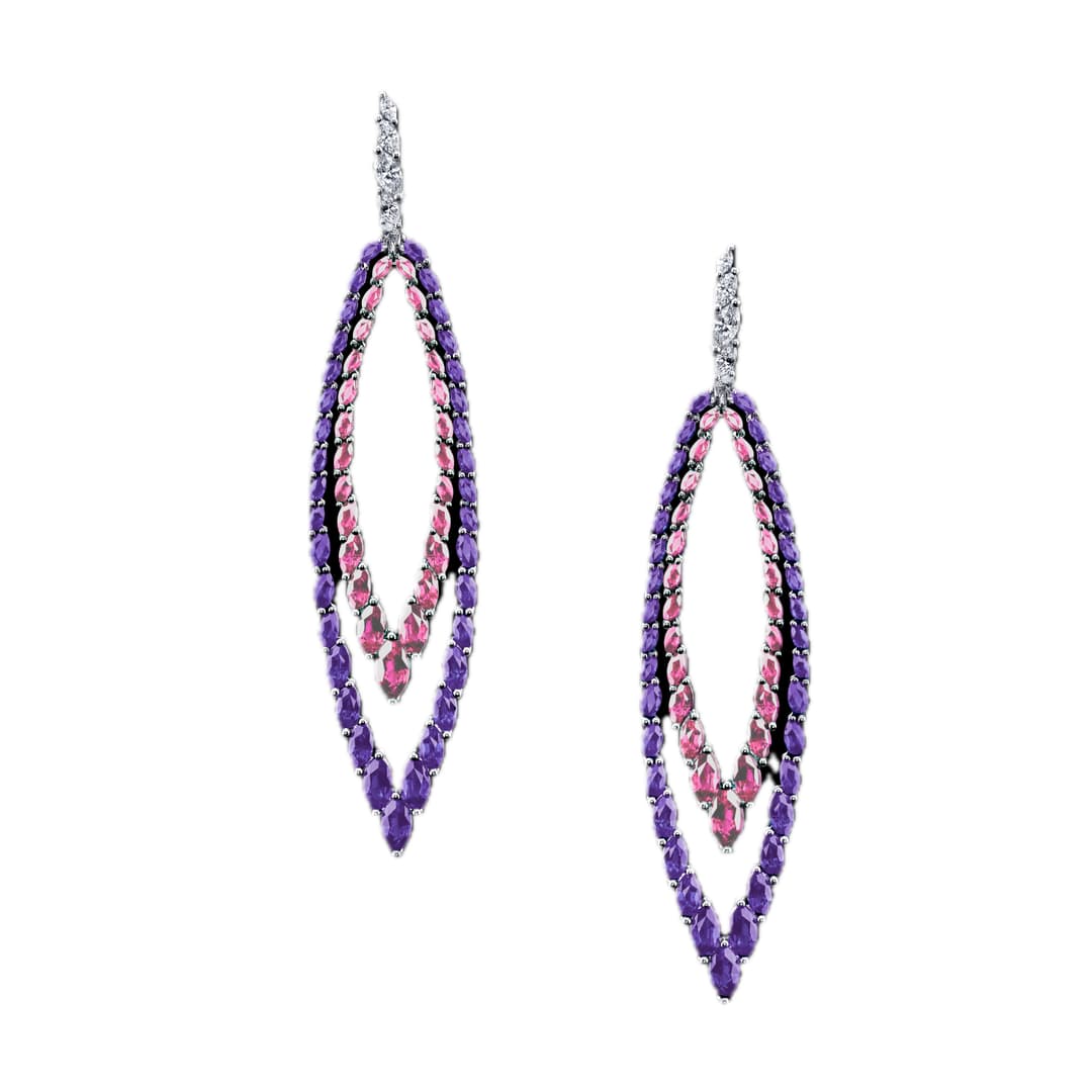 18K White Gold Double Dangle Earrings