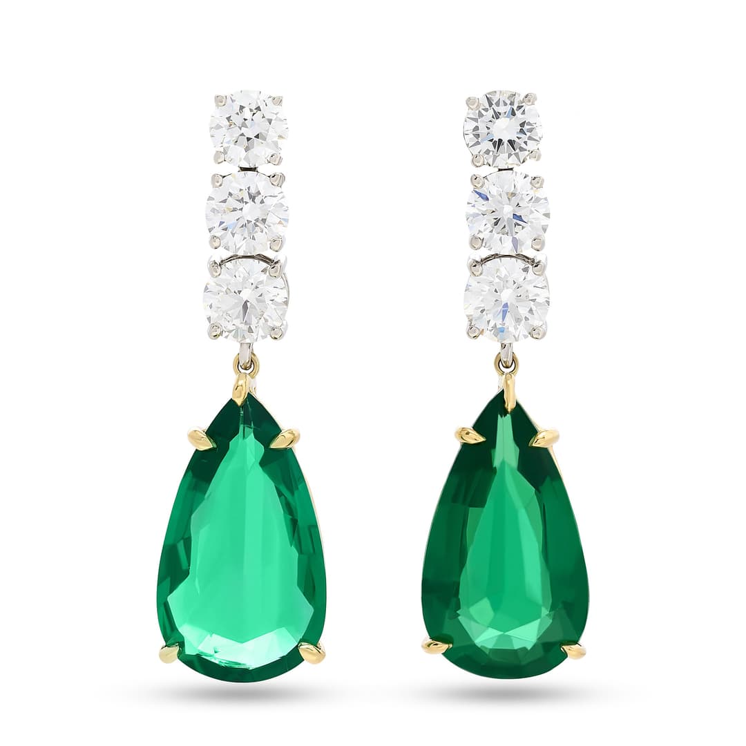 18K Two-Tone Gold Diamond Earrings