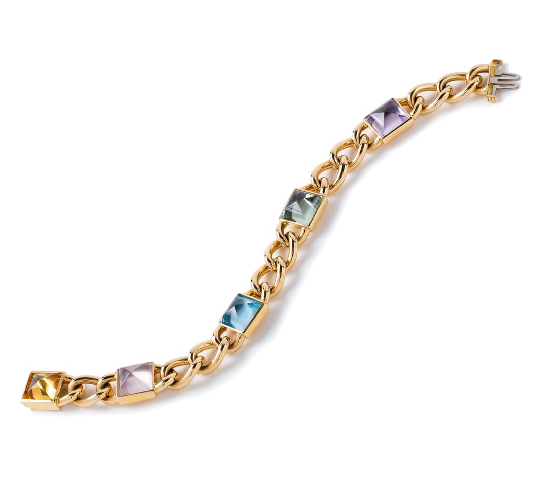 18K Yellow Gold Pyramid Bracelet