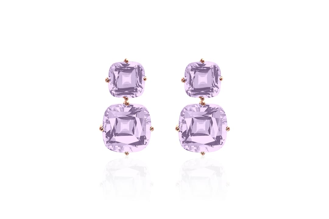 18K Rose Gold Amethyst Dangle Earrings