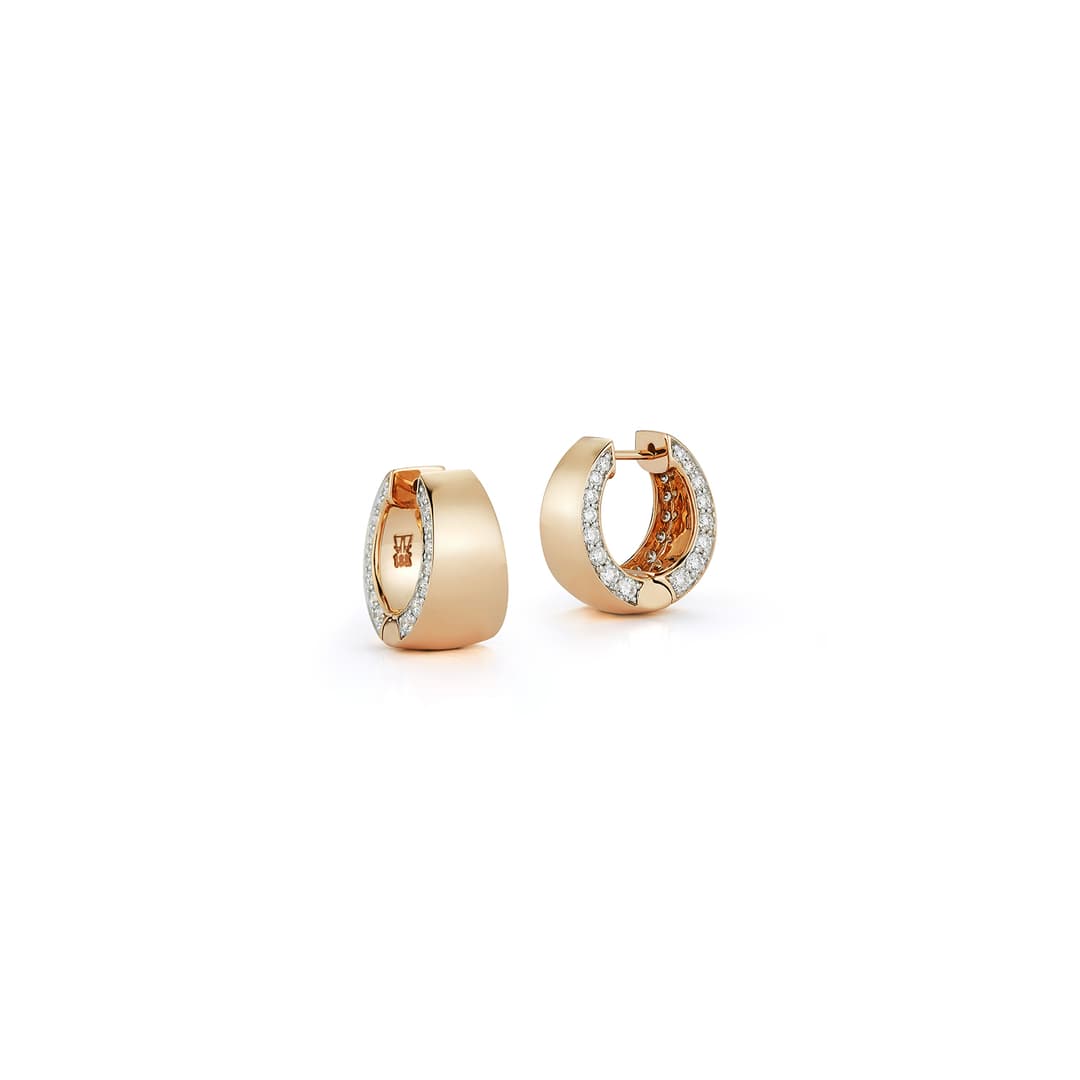 18K Yellow Gold Diamond Hoop Earrings